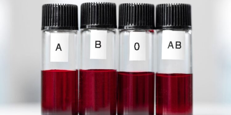 label the blood types according to their description.